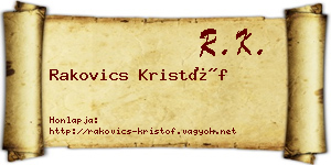 Rakovics Kristóf névjegykártya